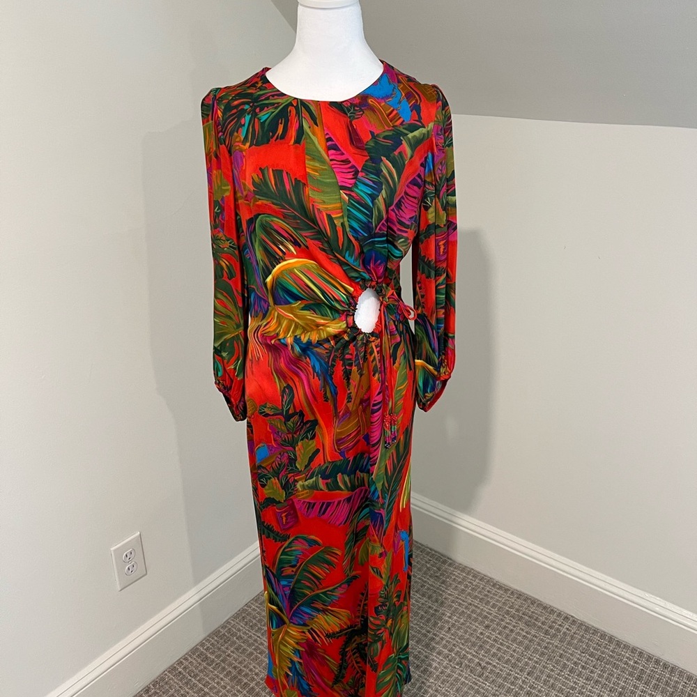 Farm Rio Size M Silk Cutout Dress
